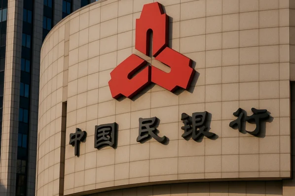 Fachada do Banco Popular da China em Xangai, sede do novo centro operacional do e-CNY.