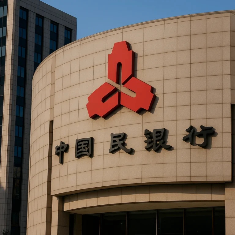 Fachada do Banco Popular da China em Xangai, sede do novo centro operacional do e-CNY.